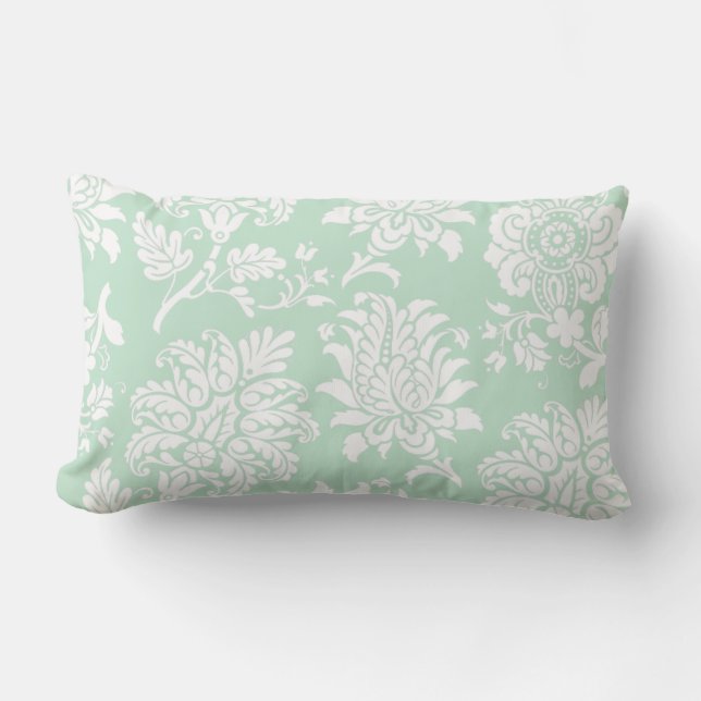 Söt Mint Grönt Damask Pillow Lumbarkudde (Framsida)