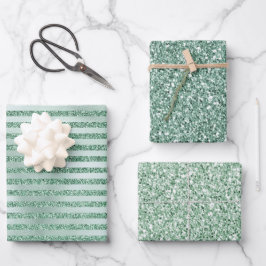 Söt Mint Grönt Glitter Ombre Rand