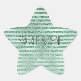 Söt Mint Grönt Glitter Ombre Rand Stjärnformat Klistermärke