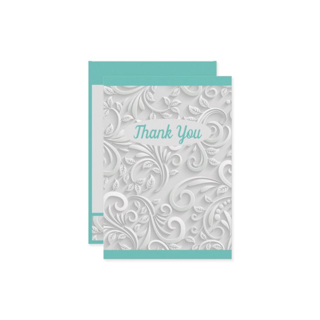 Söt Mint-Grönt Tack Kort (Fram/Back In Situ)