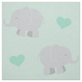 Söt mint- och grå elefant- och hjärtmönster tyg