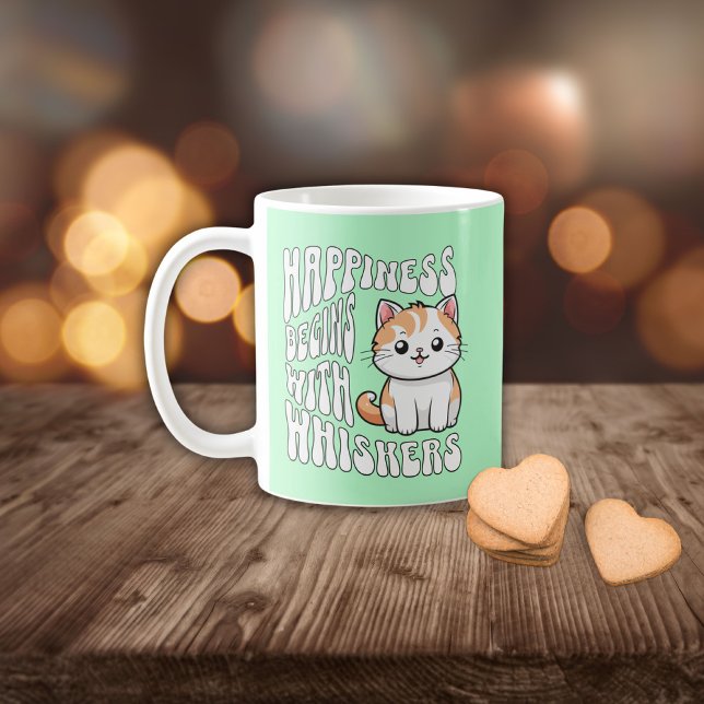 Söt mint rolig katt säger kaffemugg (Skapare uppladdad)