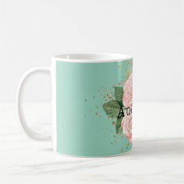 Söt Mint Rosa ros Blommigt Guld Glitter Kaffemugg