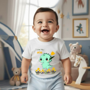 Söt mintgrön dinosaurie babybodysuit t shirt