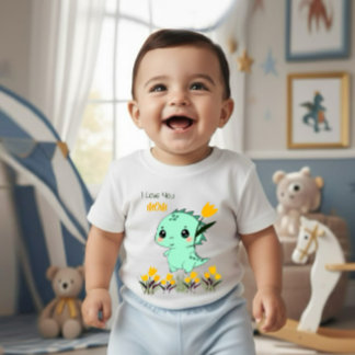 Söt mintgrön dinosaurie babybodysuit t shirt