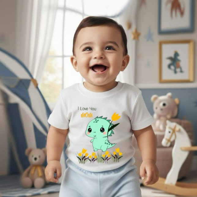 Söt mintgrön dinosaurie babybodysuit t shirt (Skapare uppladdad)