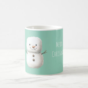 Söt mintgrön jul-snöman kaffemugg