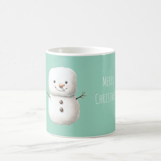 Söt mintgrön jul-snöman kaffemugg (Center)