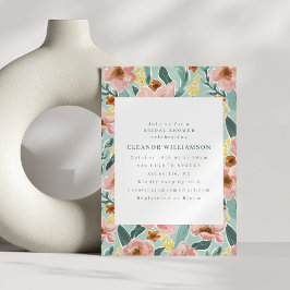 Söt mintgrön salvia rosablommig bröllopsfest inbjudningar