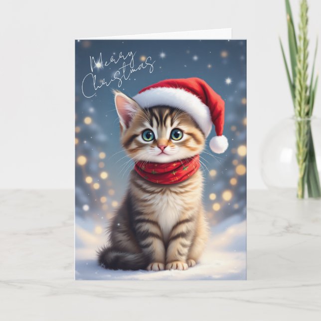 Söt Mjao-lig Jul Kittens Konst Kort (Framsida)