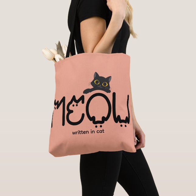 Söt MJAU Kattmamma Minimalist Tygkasse (Närbild)