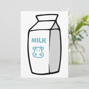 Söt mjölkko-karikatyr mjölkkartong illustration inbjudningar
