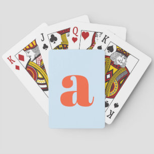 Söt mjuk blå orange monogram retro bokstav casinokort