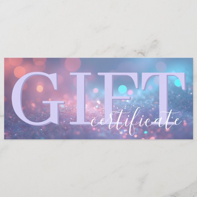 Söt Mjuk Glitter Pastell Lila Presentkort Spara Datumet (Framsida)