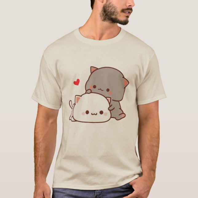 söt mochi peach-katt t shirt (Framsida)