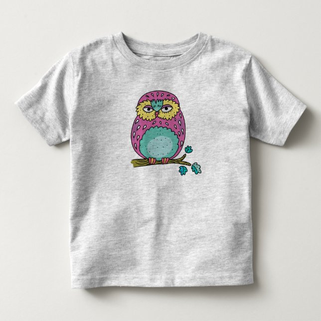 Söt Mod Djur Ugglor småbarns t-shirt presentidé (Framsida)