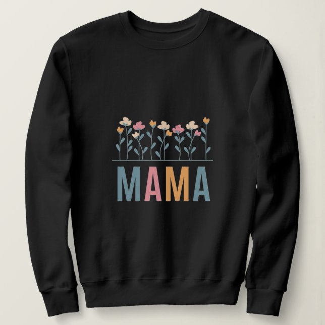 Söt moder sweatshirt med blommönster t shirt (Design framsida)