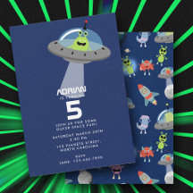 Söt Modern Alien Monster Rymden Barn Födelsedag