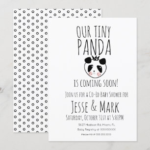 Söt Modern Baby Panda Bebis Shower Inbjudningar