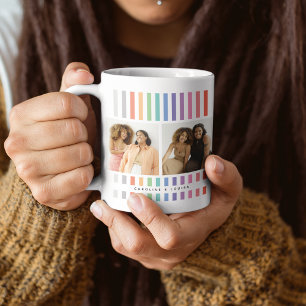 Söt Modern BÄSTA VÄN Fotokollage Rand Kaffemugg