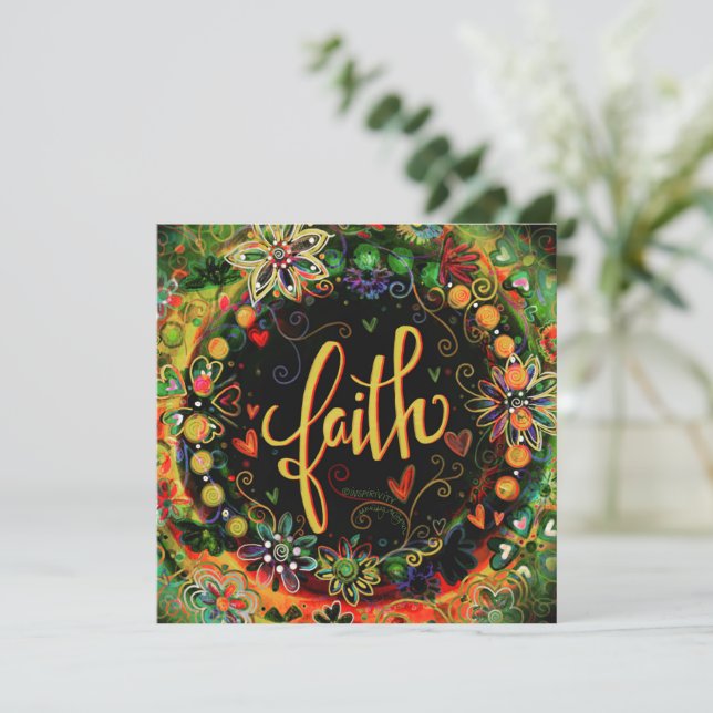 Söt Modern Blommigt Faith Encouragement Tack Kort (Stående Fram)