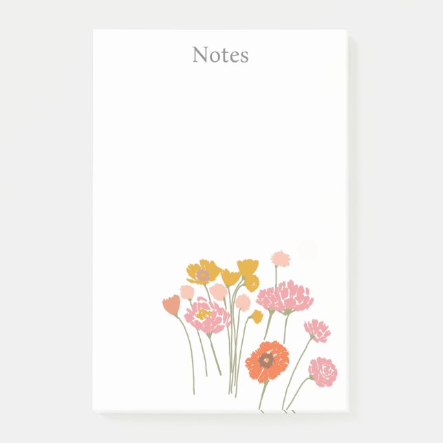 Söt Modern Blommigt Post-it Block (Framsida)