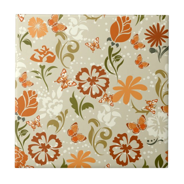 Söt Modern Blommönster Kakelplatta (Framsidan)