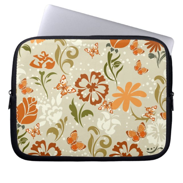 Söt Modern Blommönster Laptop Fodral (Framsidan)