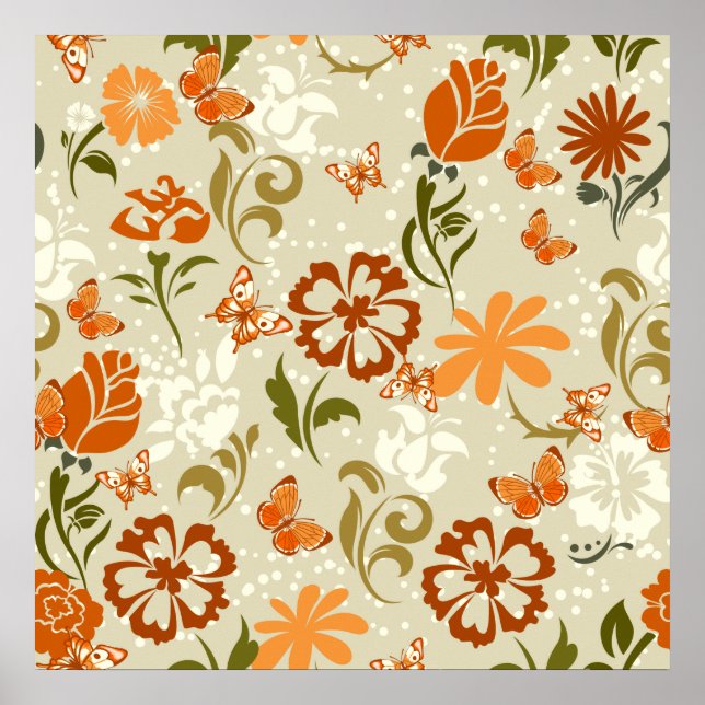 Söt Modern Blommönster Poster (Framsidan)