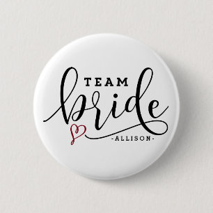 Söt Modern Calligraphy Team Bride Personlig Knapp