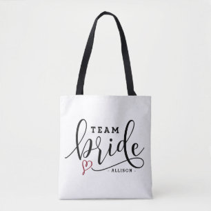Söt Modern Calligraphy Team Bride Personlig Tygkasse