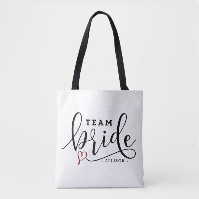 Söt Modern Calligraphy Team Bride Personlig Tygkasse (Framsida)