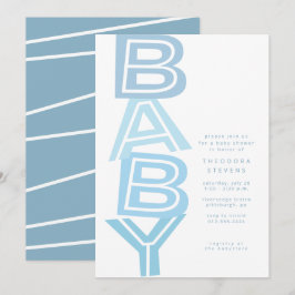 Söt modern djärv ljusblå pojkbabyshower inbjudningar
