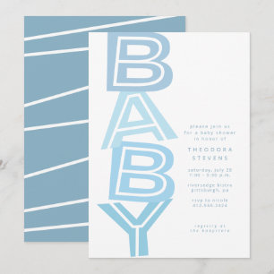 Söt modern djärv ljusblå pojkbabyshower inbjudningar