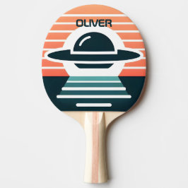 Söt modern enkel UFO-illustration vid solnedgång Pingisracket
