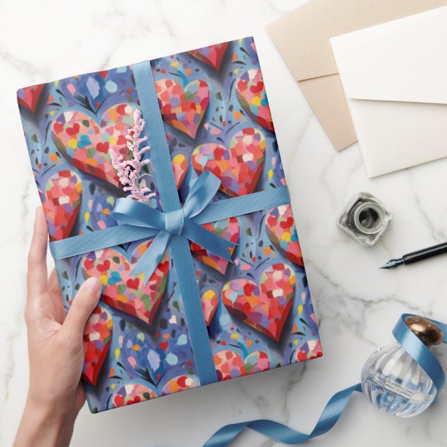 Söt Modern Färgrik Alla Hjärtans Dag Kärlekshjärta Presentpapper (Gifting)