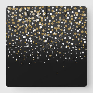 Söt modern gigfaux faux guld glitter konetti fyrkantig klocka