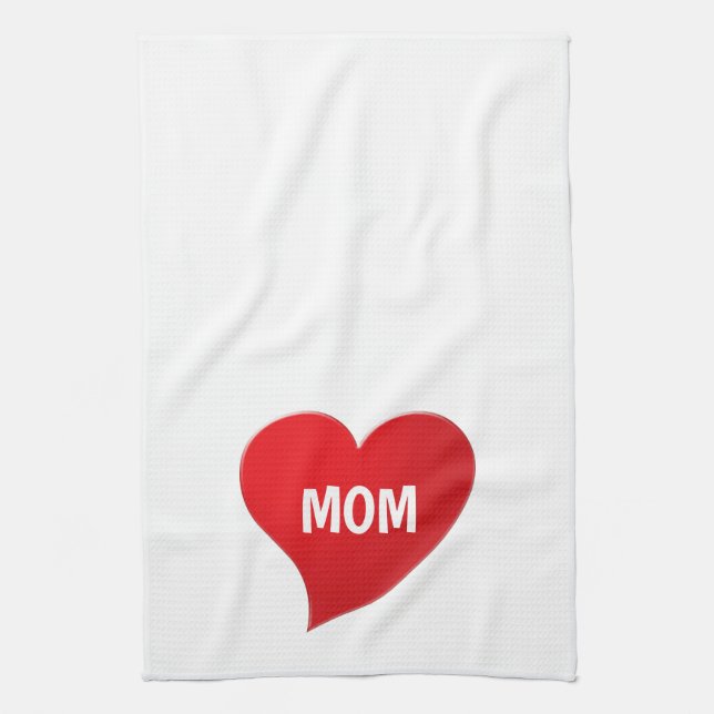 söt, modern grafisk chic med vitt hjärta från mamm kökshandduk (Vertikal)
