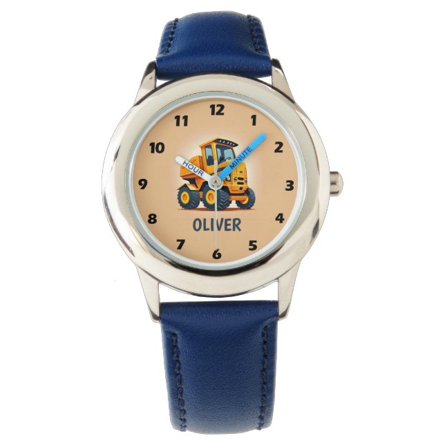 Söt modern gul byggbil armbandsur (Framsida)