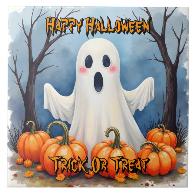 Söt Modern Halloween Kuslig Kollektion Kakelplatta (Framsidan)