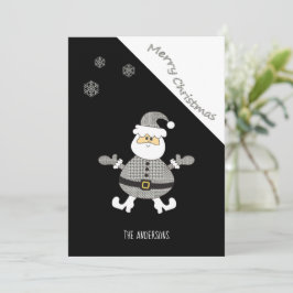 Söt modern hundtandsprickig jul tomte snöflinga julkort