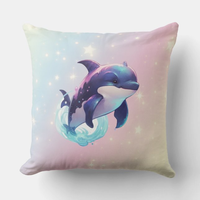 Söt Modern Kawaii Späckhuggare Rosa och Blå Kudde (Framsida)