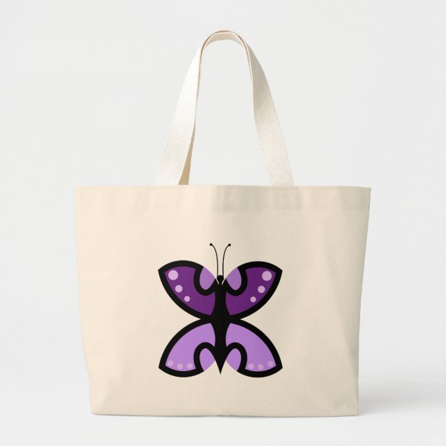 Söt Modern Lila Fjäril Grafisk Accent Jumbo Tygkasse (Framsidan)