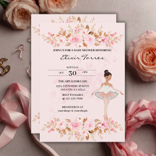 Söt modern liten ballerina foto baby shower inbjudningar