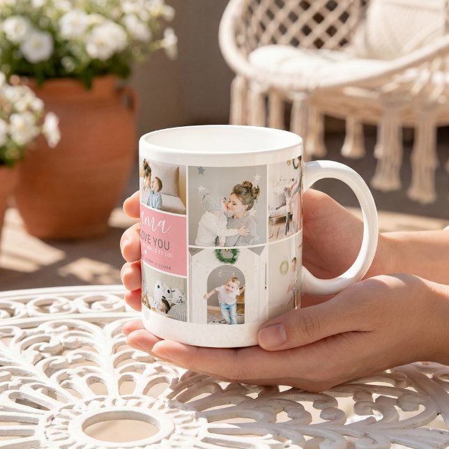 Söt Modern Mamma Fotokollagepresent Kaffemugg (Skapare uppladdad)
