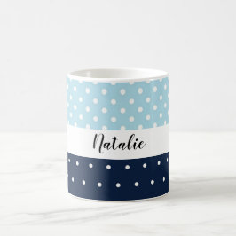 Söt modern marinblå med monogram kaffemugg