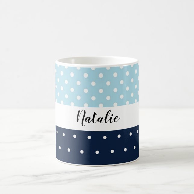 Söt modern marinblå med monogram kaffemugg (Center)
