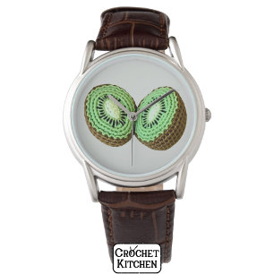 Söt modern minimal Grönt Crochet Kiwi Fruit Armbandsur