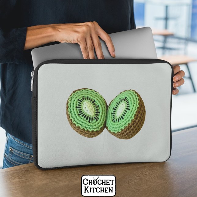 Söt modern minimal Grönt Crochet Kiwi Fruit Laptop Fodral (Skapare uppladdad)