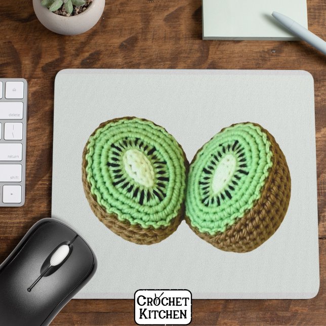 Söt modern minimal Grönt Crochet Kiwi Fruit Musmatta (Skapare uppladdad)